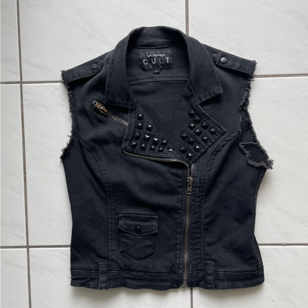 Lip Service cult rock goth gothic vest stud denim